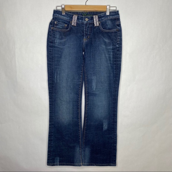 Bebe Rhinestone Y2K Low Rise Jeans Sz 27 - Picture 8 of 9